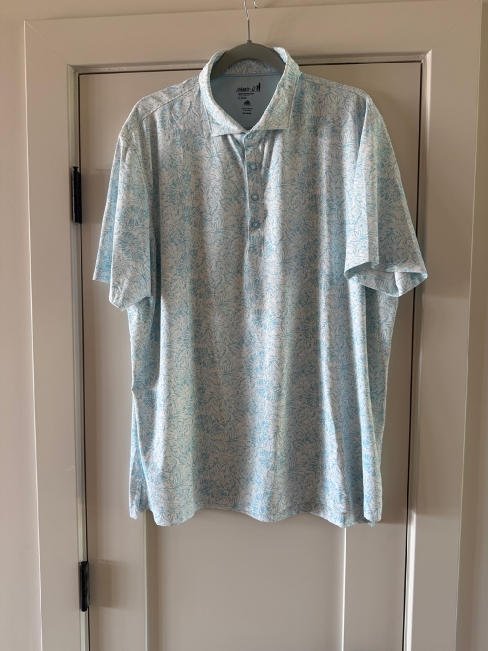 Johnnie-O Light teal Blue Floral Print Polo XL